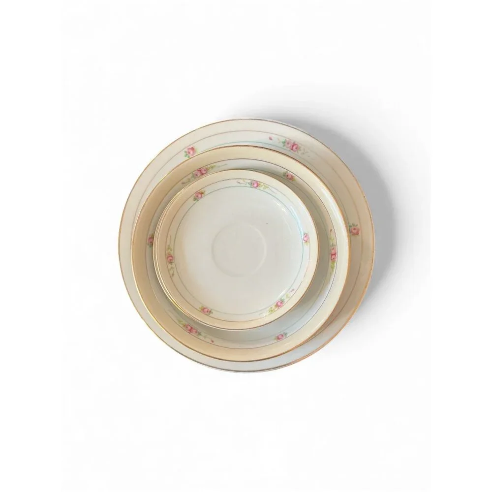 Vintage‎ Noritake China Floral Pattern Plates & Bowls Set Of 6